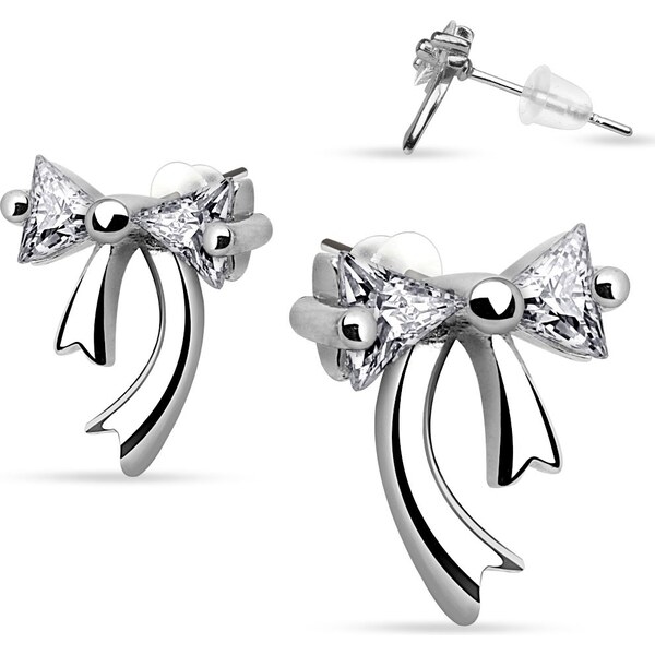 Šperky4U Strieborné náušnice - mašličky SN0008 21333443