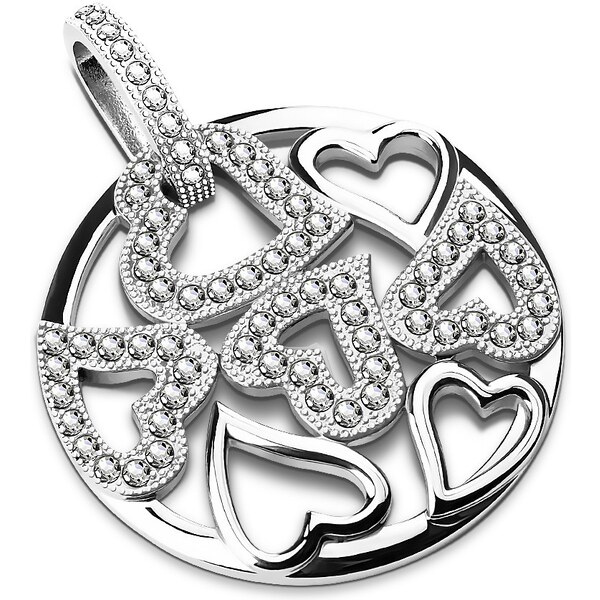 Šperky4U Oceľový prívesok so srdiečkami a zirkónmi OPP1062 21333444