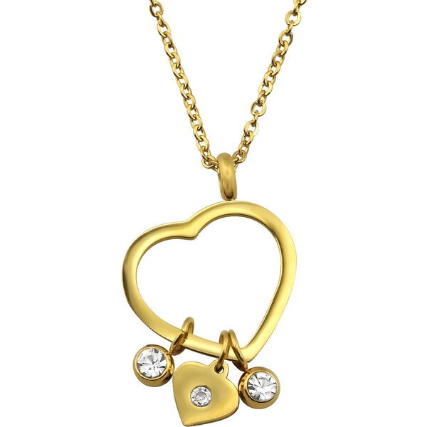 all4Silver Oceľový náhrdeľník Srdce s príveskami M32580-A4S 21333394