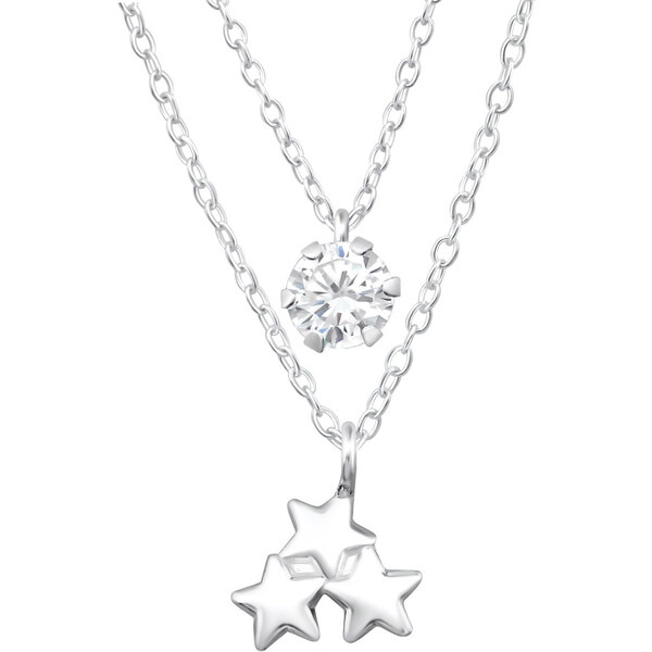 all4Silver Vrstvený strieborný náhrdeľník Hviezdy M33019-A4S 21333404
