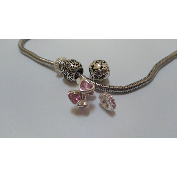 all4Silver strieborná korálka koliesko ružový zirkón A4S7487 21333479