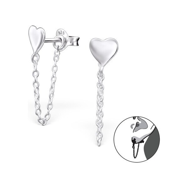 all4Silver Strieborné obojstranné náušnice Srdce A4S26675 21333499