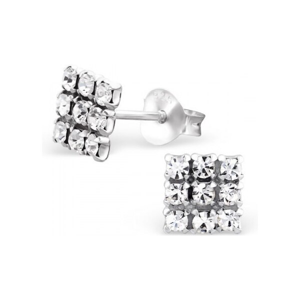 all4Silver Strieborné kryštálové náušnice štvorec A4S9104 21333500