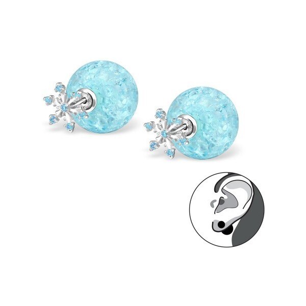 all4Silver Strieborné náušnice Snehová vločka, Modrá A4S30835 21333508