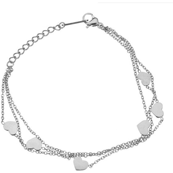 Šperky4U Dvojitý oceľový náramok zdobený srdiečkami OPA1499 21333513