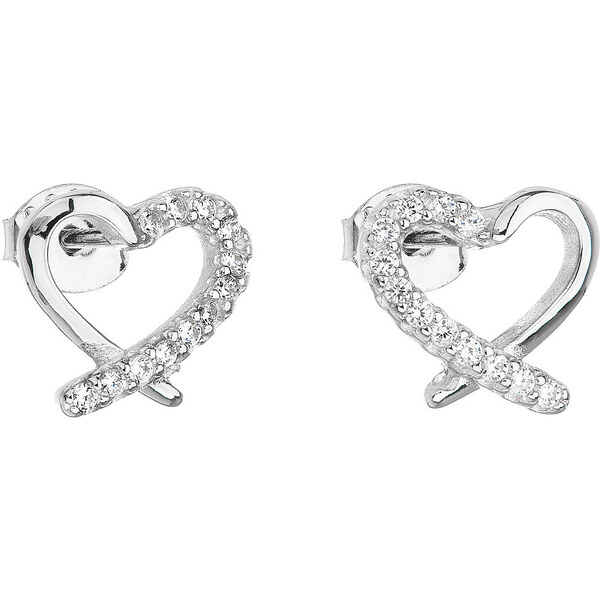 Evolution Group Strieborné napichovacie náušnice so zirkónom biele 21333747