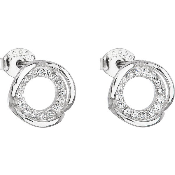 Evolution Group Strieborné napichovacie náušnice so zirkónom biely 21333759