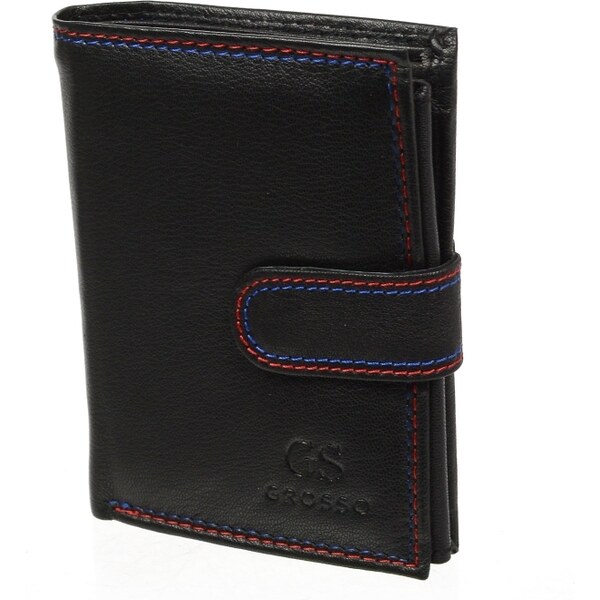 Čierna pánska kožená peňaženka so zápinkou v krabičke GROSSO 21334437
