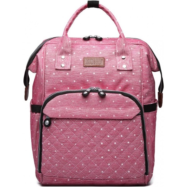 Kono batoh pre mamičky vhodný aj na kočík ružový bodkovaný 21334502