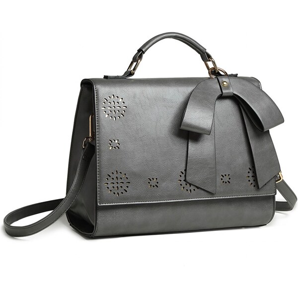 Sivá elegantná dámska kabelka s perforovaným vzorom Miss Lulu 21334518