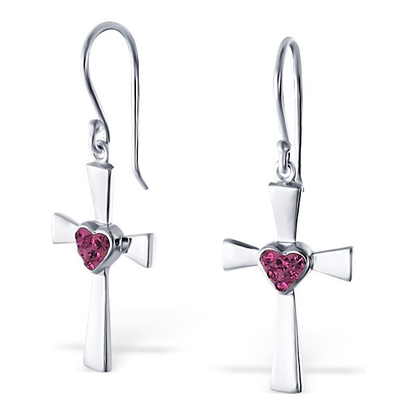all4Silver Strieborné náušnice Krížik M18917-A4S 21334559