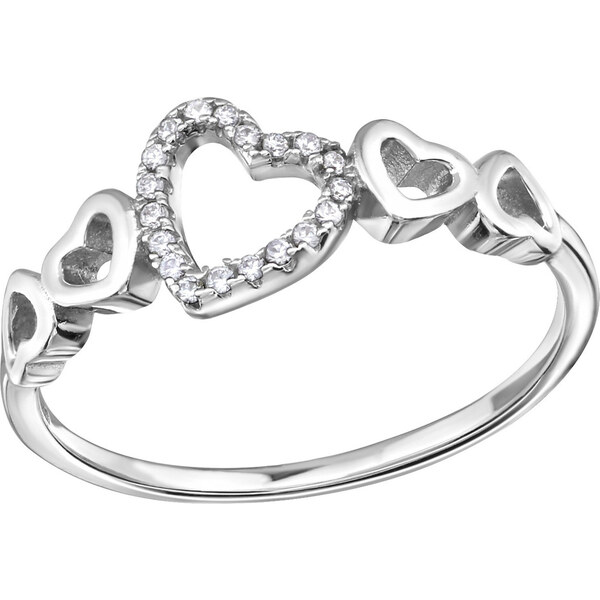 all4Silver Strieborný prsteň Srdcia M34383-A4S 21334586