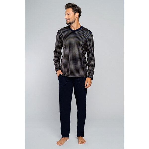 Italian Fashion Elegantné pánske bavlnené dlhé pyžamo Norman, Farba 21370976
