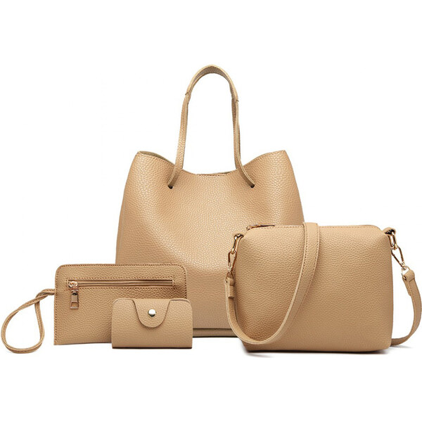 Praktický dámsky kabelkový set 4v1 Miss Lulu béžová 21385986