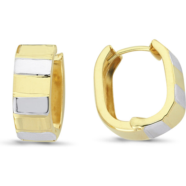 Lillian Vassago Pruhované náušnice s bielym a žltým zlatom LLV66 32176376