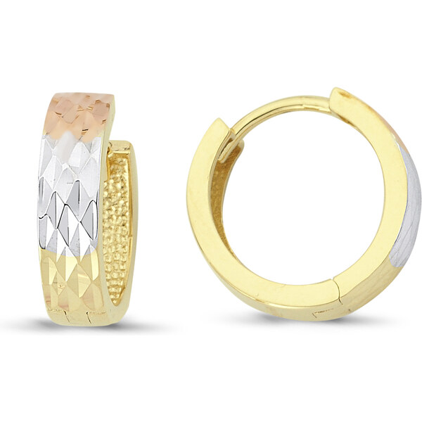 Lillian Vassago Gravírované náušnice z troch farieb zlata 1,5 cm LLV66 22763178