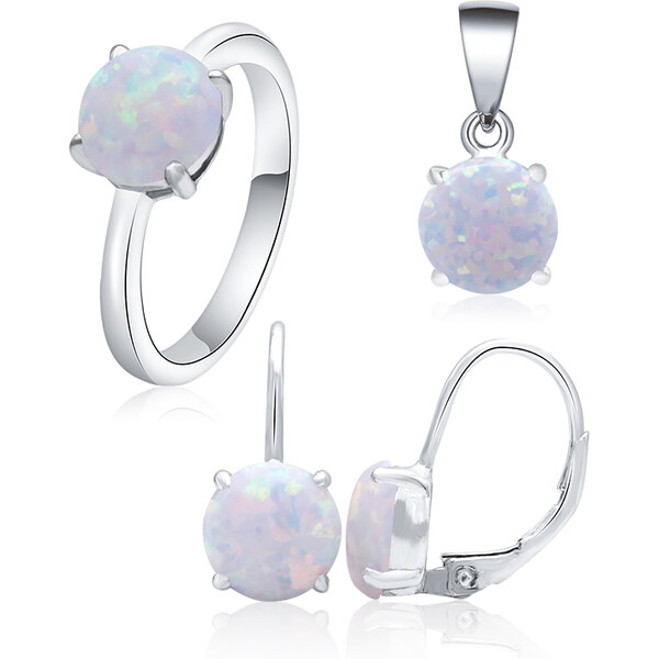 Olivie Strieborná sada SNEHOBIELY OPÁL 4858 21451996