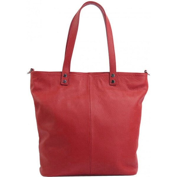 BORSE IN PELLE Kožená veľká dámska shopper kabelka Juliette červená 21425056