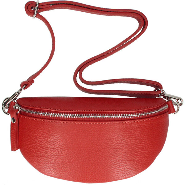 Vera Pelle Kožená dámska ľadvinka s upraviteľným popruhom Jean červená 21425063