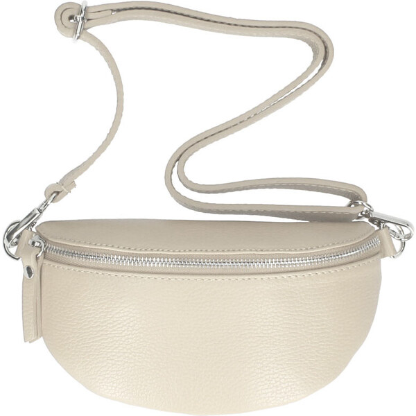 Vera Pelle Kožená dámska ľadvinka s upraviteľným popruhom Jean béžová 21425067