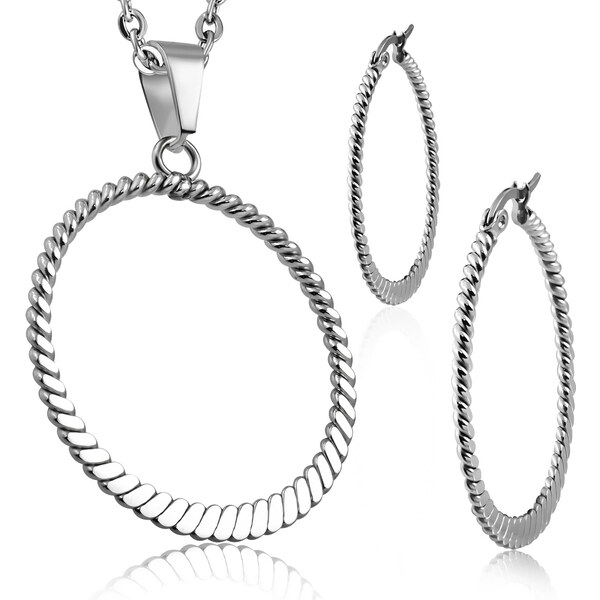 CITY STORM Set retiazka s príveskom a náušnice pletený kruh z ocele 66889459