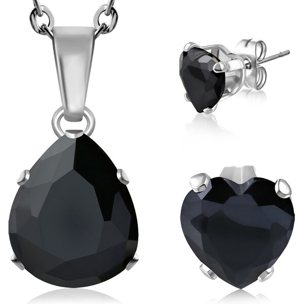 CITY STORM Set retiazka s príveskom a náušnice čierna kvapka 66889454