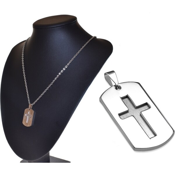 CITY STORM Oceľová retiazka s príveskom platnička a kríž - 3 cm 66888986