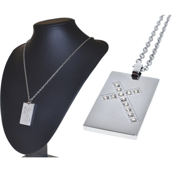 CITY STORM Oceľová retiazka s príveskom platnička s krížom z kubického 66888989