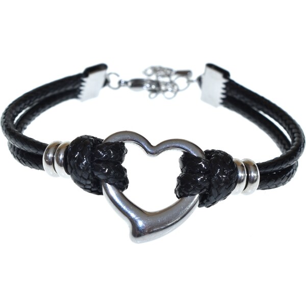 CITY STORM Náramok z textilnej šnúry so srdiečkom - čierny 66888958