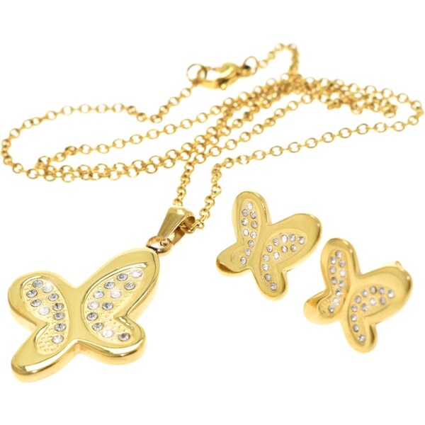 CITY STORM Dámsky set retiazka s príveskom a náušnice v tvare motýľa - 66888839