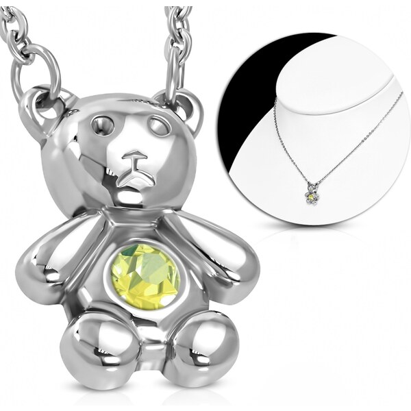 CITY STORM Oceľová retiazka s príveskom Macík s kamienkom 66888985