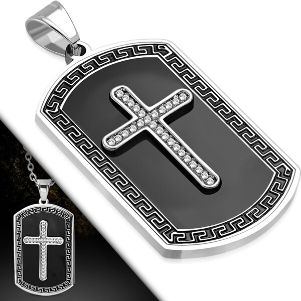 CITY STORM Retiazka s príveskom platnička s krížom Rafael z ocele 66889279