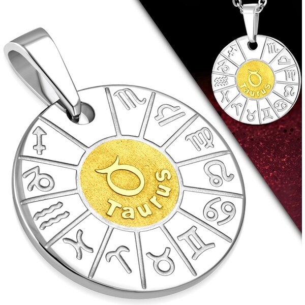 CITY STORM Oceľová retiazka s príveskom znamenie zverokruhu - Býk 66888999