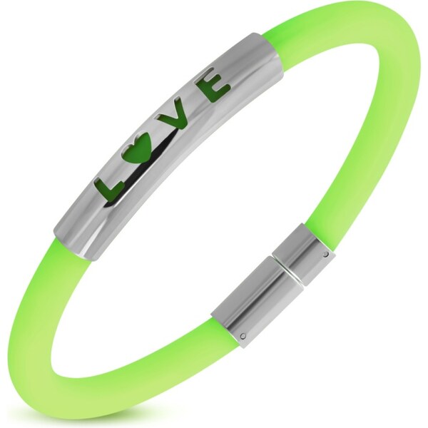 CITY STORM Dámsky silikónový náramok s ozdobou z ocele - zelený 66888851