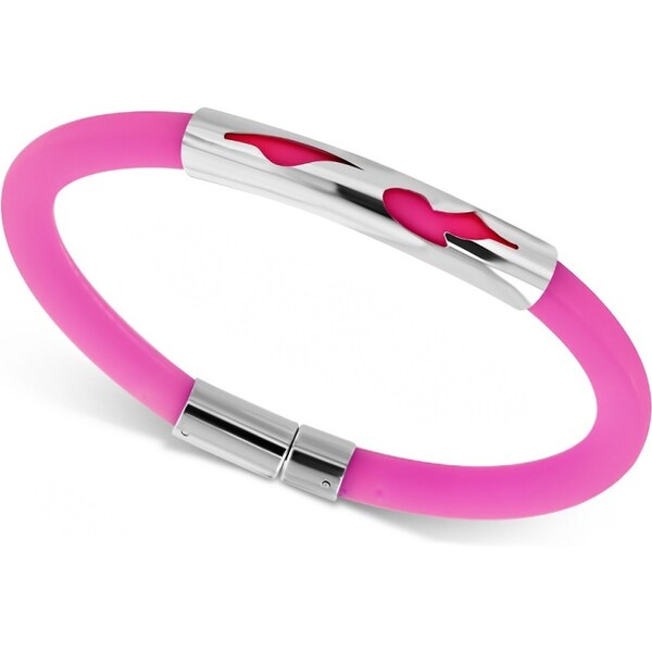 CITY STORM Dámsky silikónový náramok s ozdobou z ocele - ružový 66888850