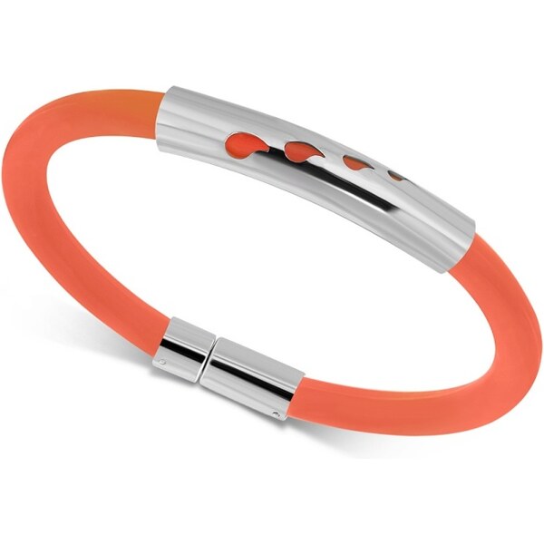 CITY STORM Dámsky silikónový náramok s ozdobou z ocele - oranžový 66888849