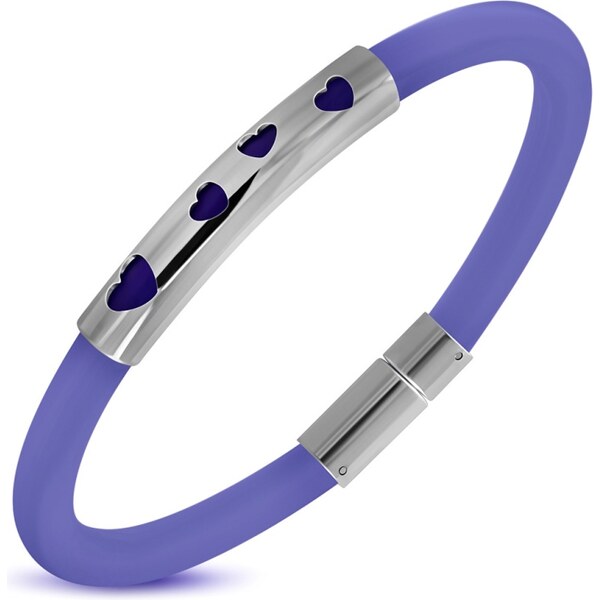 CITY STORM Dámsky silikónový náramok s ozdobou z ocele - fialový 66888848