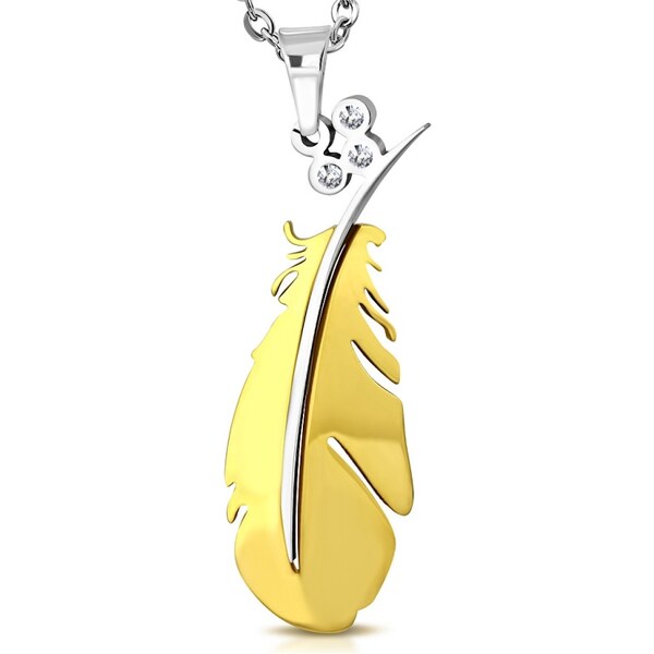 CITY STORM Dámska retiazka s príveskom pierko z ocele Gold Feather II. 66888669