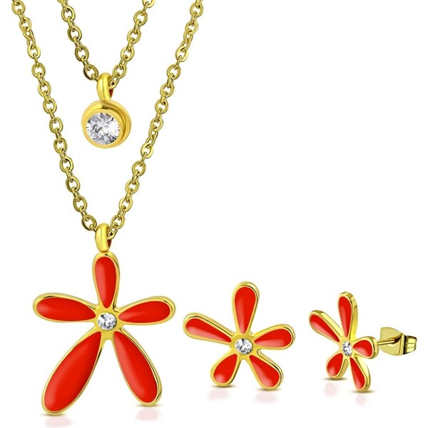 CITY STORM Dámsky set retiazka a náušnice Flora - oranžový 66888829