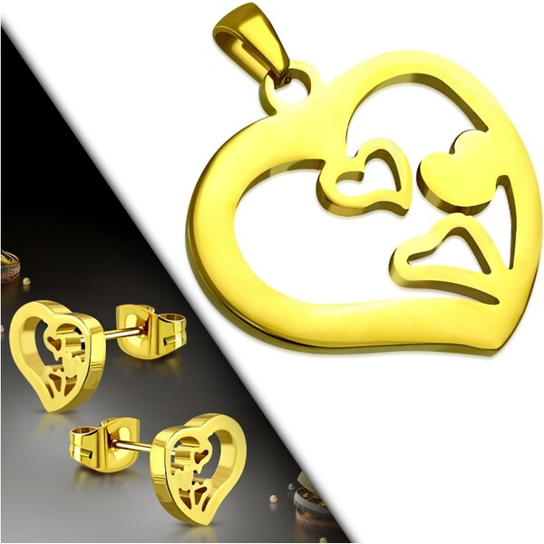 CITY STORM Dámsky set retiazka a náušnice so srdiečkami v zlatej farbe 66888832