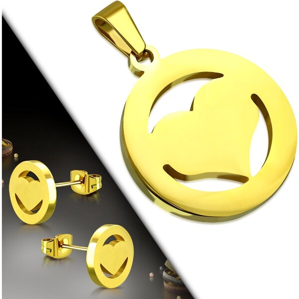 CITY STORM Dámsky okrúhly set prívesok a náušnice so srdiečkom v 66888816