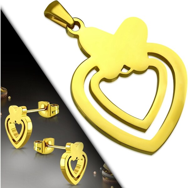 CITY STORM Dámsky oceľový set prívesok a náušnice v tvare srdca s 66888812