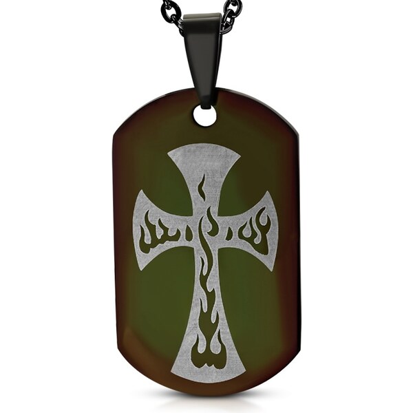 CITY STORM Pánska retiazka s príveskom platnička s horiacim krížom z 66889042