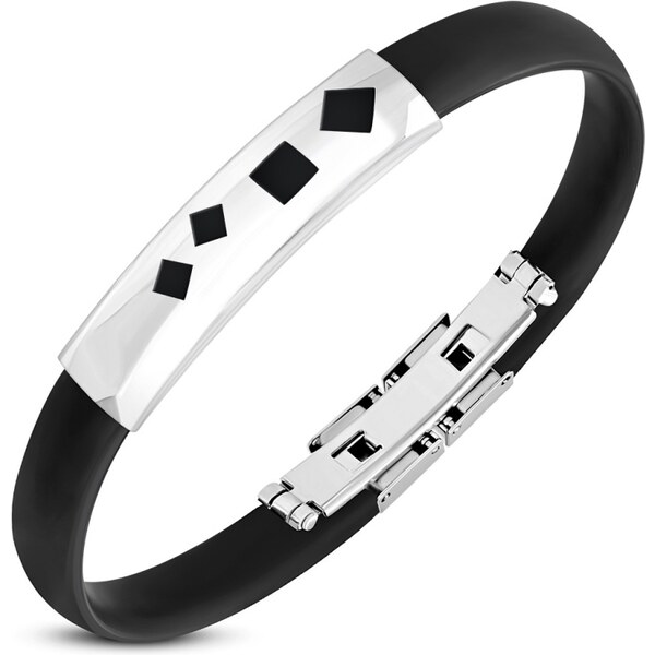 CITY STORM Pánsky silikónový náramok čierny s oceľovou ozdobou Cory 66889115