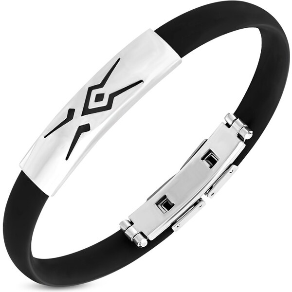 CITY STORM Pánsky silikónový náramok čierny s oceľovou ozdobou Nicky 66889116