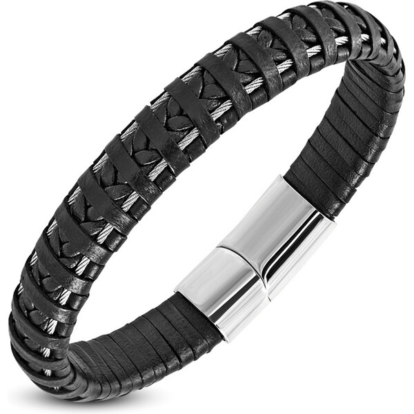 CITY STORM Pánsky náramok z eko kože a chirurgickej ocele - Napoleon 66889070
