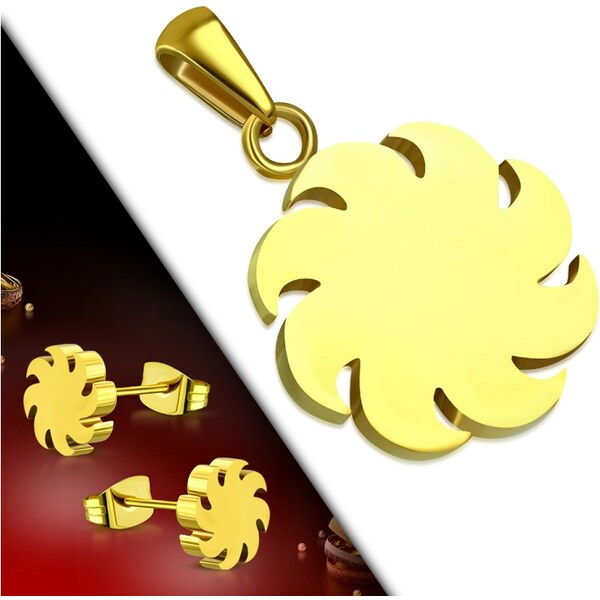 CITY STORM Dámsky set prívesok a náušnice kvet v zlatej farbe 66888820