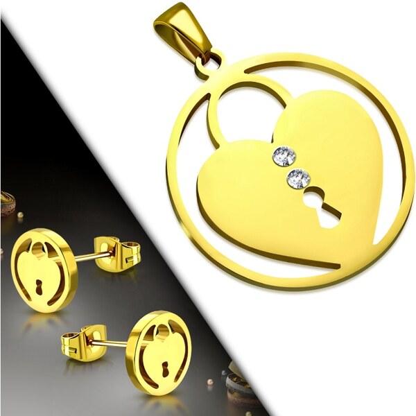 CITY STORM Dámsky okrúhly set prívesok a náušnice so srdiečkom s 66888815