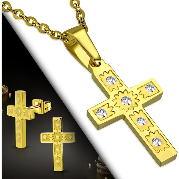 CITY STORM Set z chirurgickej ocele prívesok a náušnice kríž s očkami 66889464