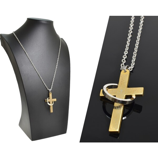 CITY STORM Oceľová retiazka s príveskom kríž s obručou v strieborno 66888982